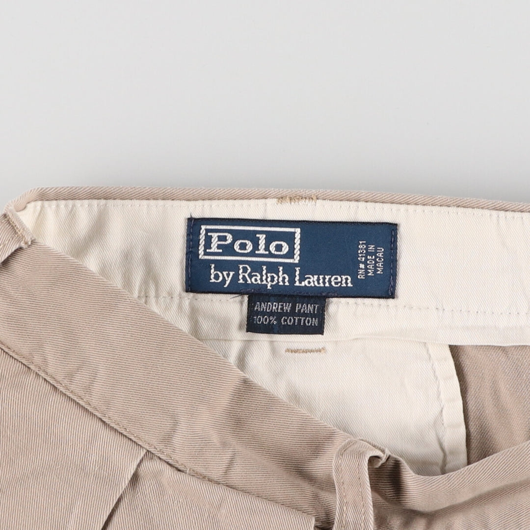 Ralph Lauren POLO by Ralph Lauren ANDREW PANT Two-pleat chino pants for men, equivalent to W34 cotton Beige type Vintage Second Hand