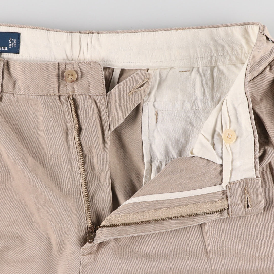 Ralph Lauren POLO by Ralph Lauren ANDREW PANT Two-pleat chino pants for men, equivalent to W34 cotton Beige type Vintage Second Hand