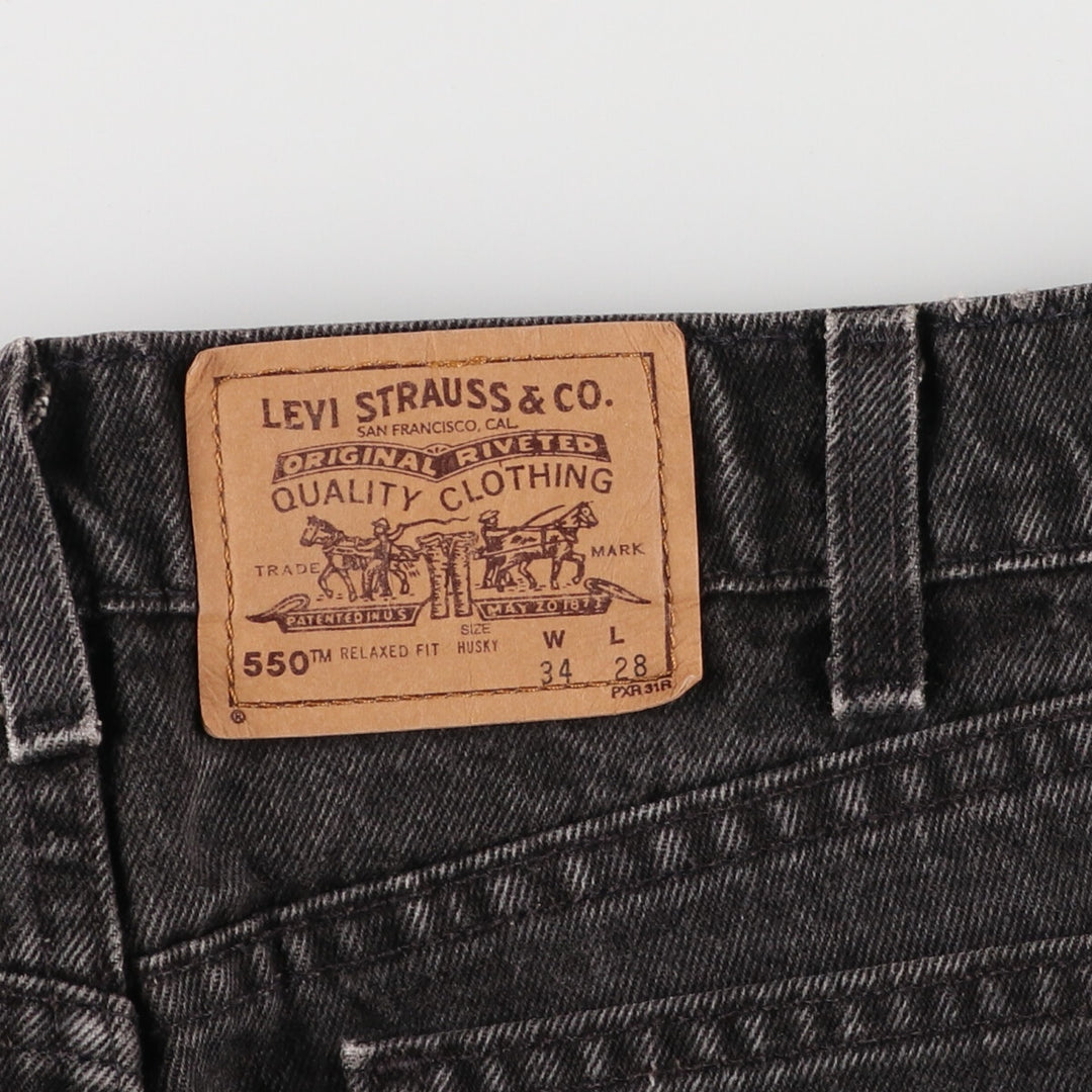 90'S Levi's 550 Relaxed Fit Husky Black Denim Tapered Denim Pants Made in USA Men's W34 / eaa475749