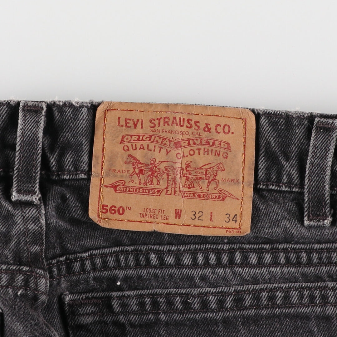 90'S Levi's 560 LOOSE FIT TAPERED LEG Black Denim Tapered Denim Pants Made in USA Men's W32 equivalent /eaa475750