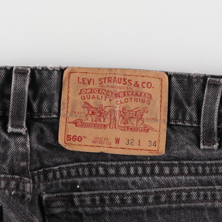 90'S Levi's 560 LOOSE FIT TAPERED LEG Black Denim Tapered Denim Pants Made in USA Men's W32 equivalent /eaa475750