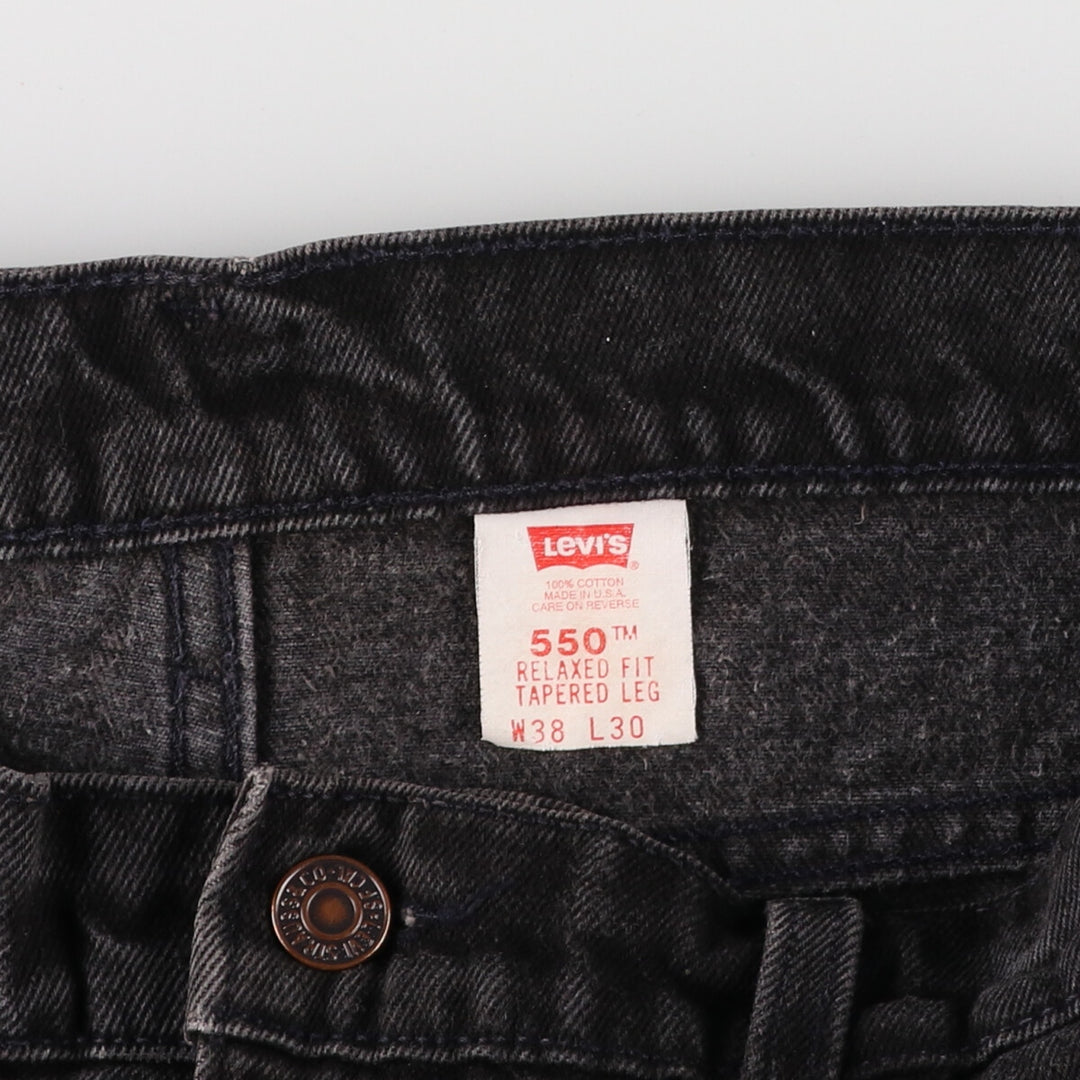 90'S Levi's 550 Relaxed Fit Tapered Leg Black Denim Tapered Denim Pants Made in USA Men's W38 / eaa475754