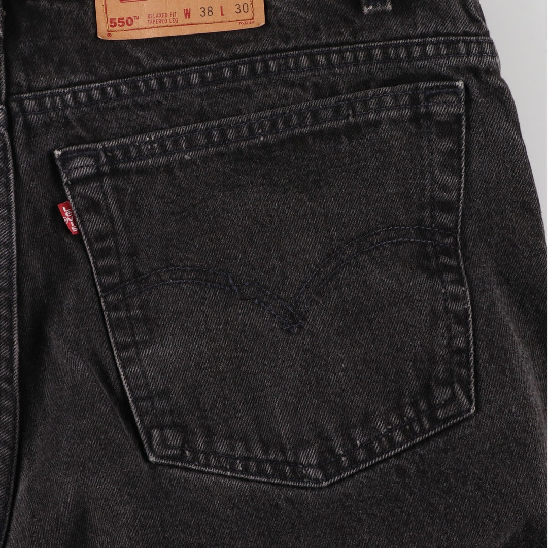 90'S Levi's 550 Relaxed Fit Tapered Leg Black Denim Tapered Denim Pants Made in USA Men's W38 / eaa475754