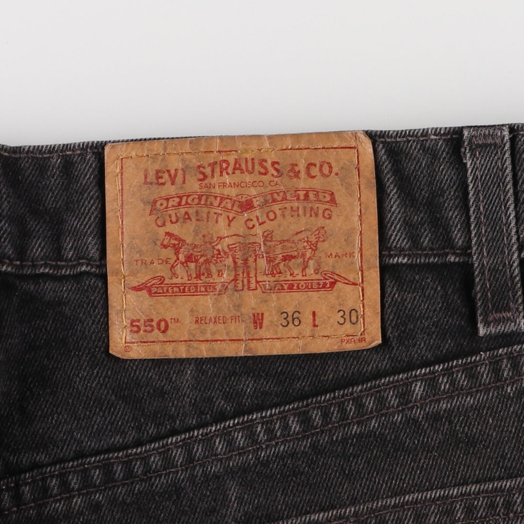 90'S Levi's 550 Relaxed Fit Black Denim Tapered Denim Pants Made in USA Men's W36 Vintage /eaa475758