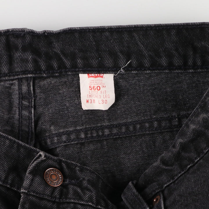 90'S Levi's 560 LOOSE FIT TAPERED LEG Black Denim Tapered Denim Pants Made in USA Men's W38 / eaa475769