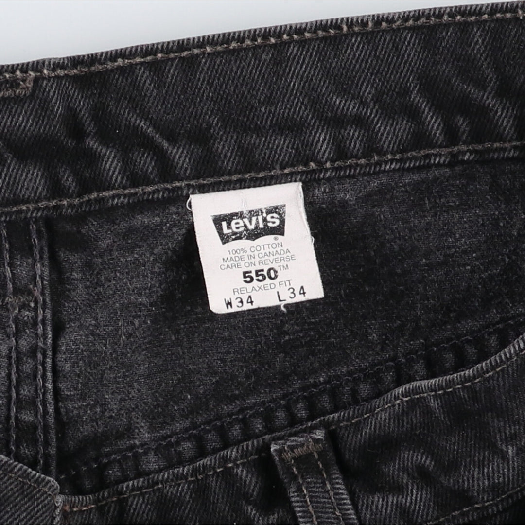 90'S Levi's 550 Relaxed Fit Black Denim Tapered Denim Pants Made in Canada Men's W34 Vintage /eaa475792