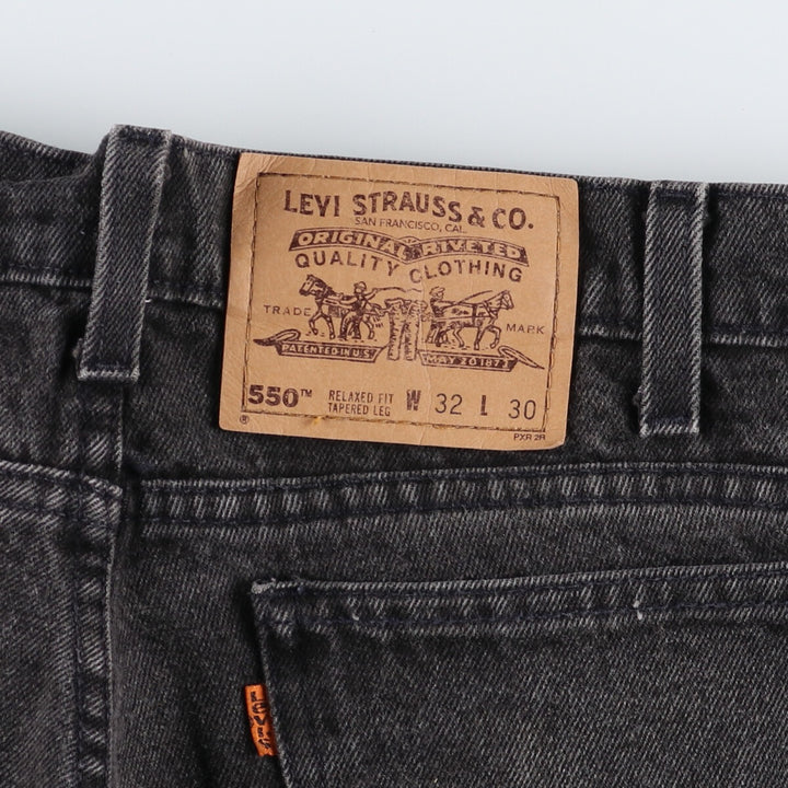 00'S Levi's 550 Relaxed Fit Tapered Leg Black Denim Tapered Denim Pants Men's W32 equivalent / eaa475794