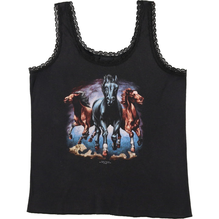 80'S 3D EMBLEM Horse Print Tank Top Made in USA Women's Size L Vintage /eaa475846