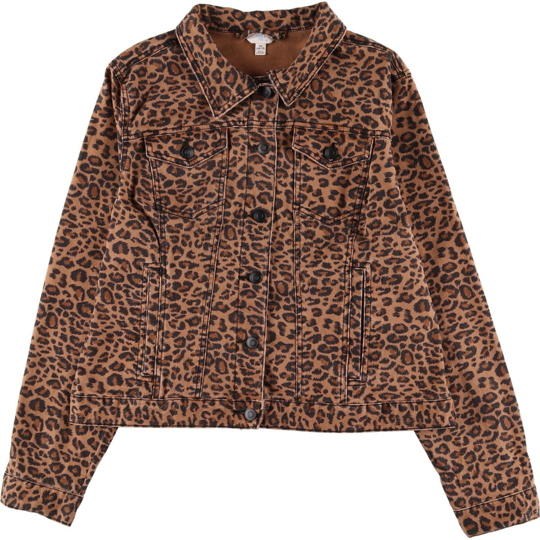 TIME AND TRU Leopard Pattern Denim Jacket, G-Jean, Women's XL Size /eaa475874