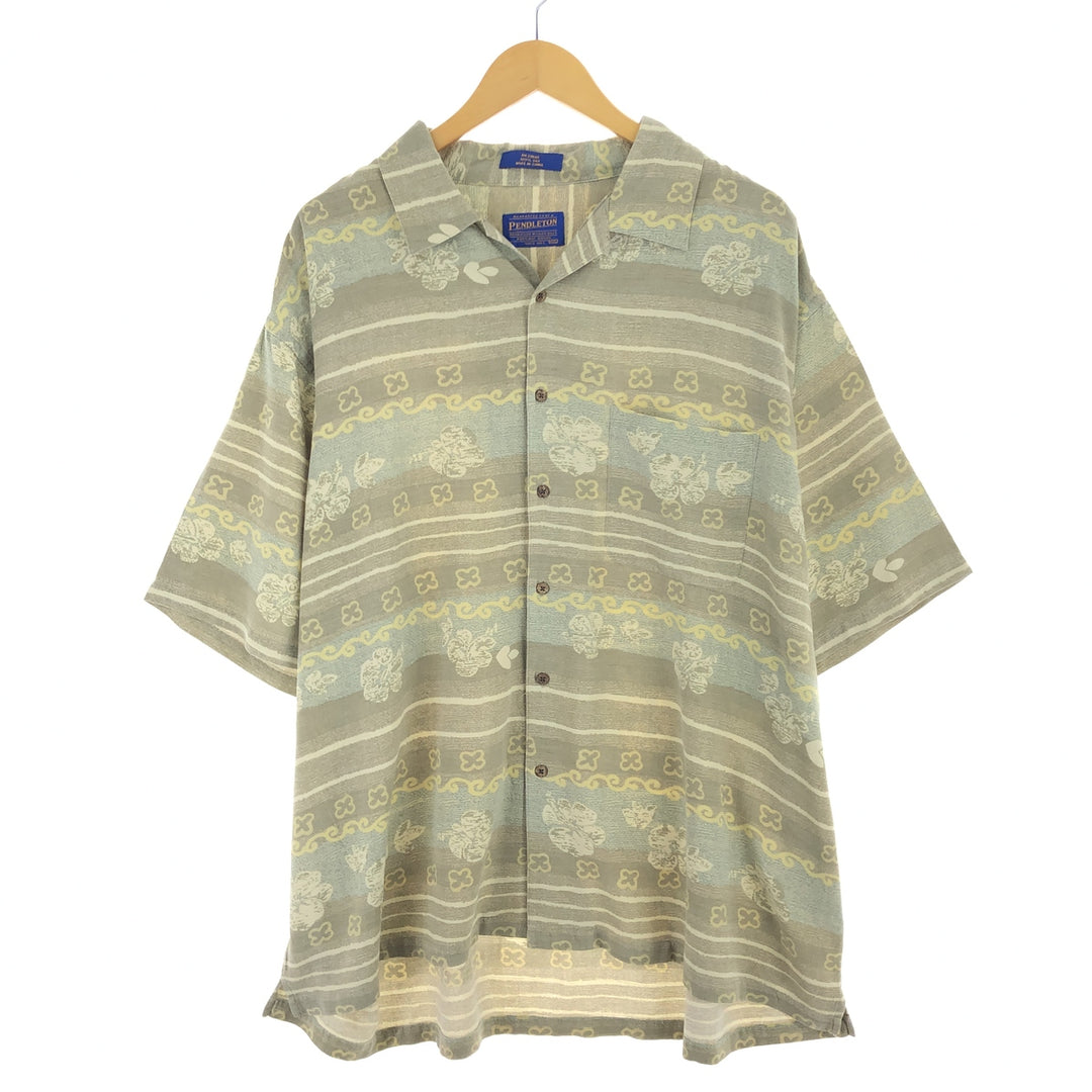 Pendleton PENDLETON All-over Pattern Open Collar Silk Hawaiian Aloha Shirt Men's XXL / eaa476209