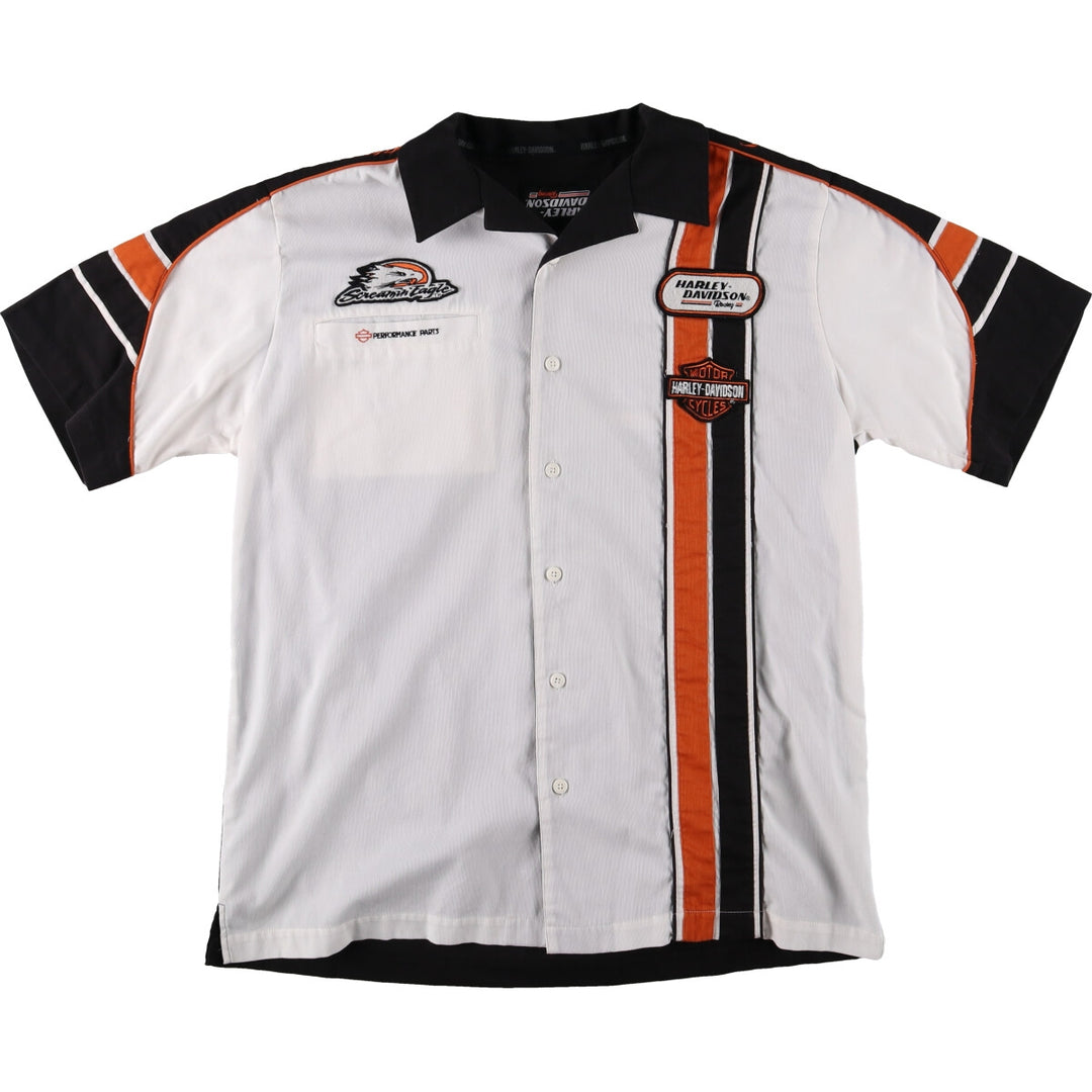 Harley-Davidson Open-collar short-sleeve work shirt, men's size L / eaa476266