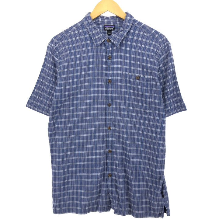 Patagonia ORGANIC COTTON Organic Cotton Crepe Short Sleeve Cotton Check Shirt Men's L size / eaa476382