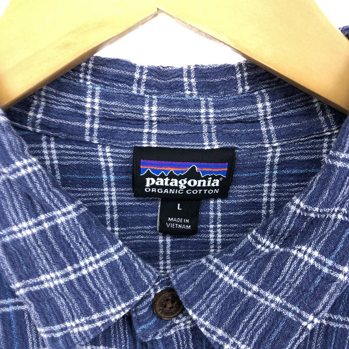 Patagonia ORGANIC COTTON Organic Cotton Crepe Short Sleeve Cotton Check Shirt Men's L size / eaa476382