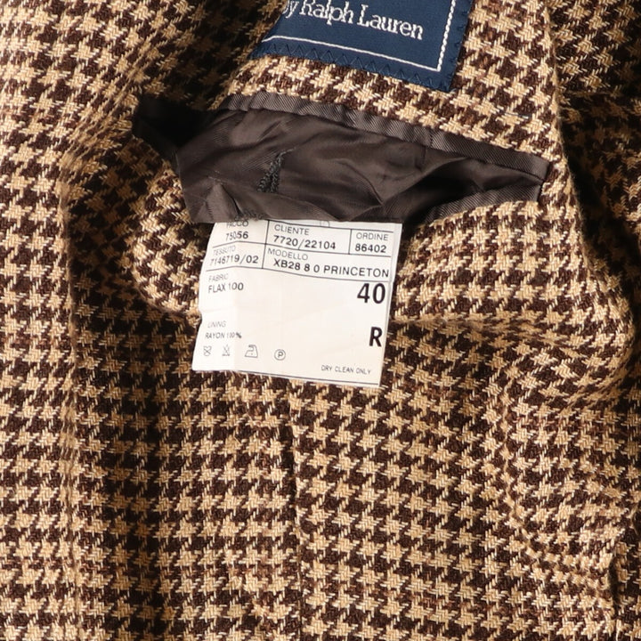 POLO by Ralph Lauren Check Pattern Houndstooth Pattern Linen Tailored Jacket Made in Italy Men's M size / eaa476444