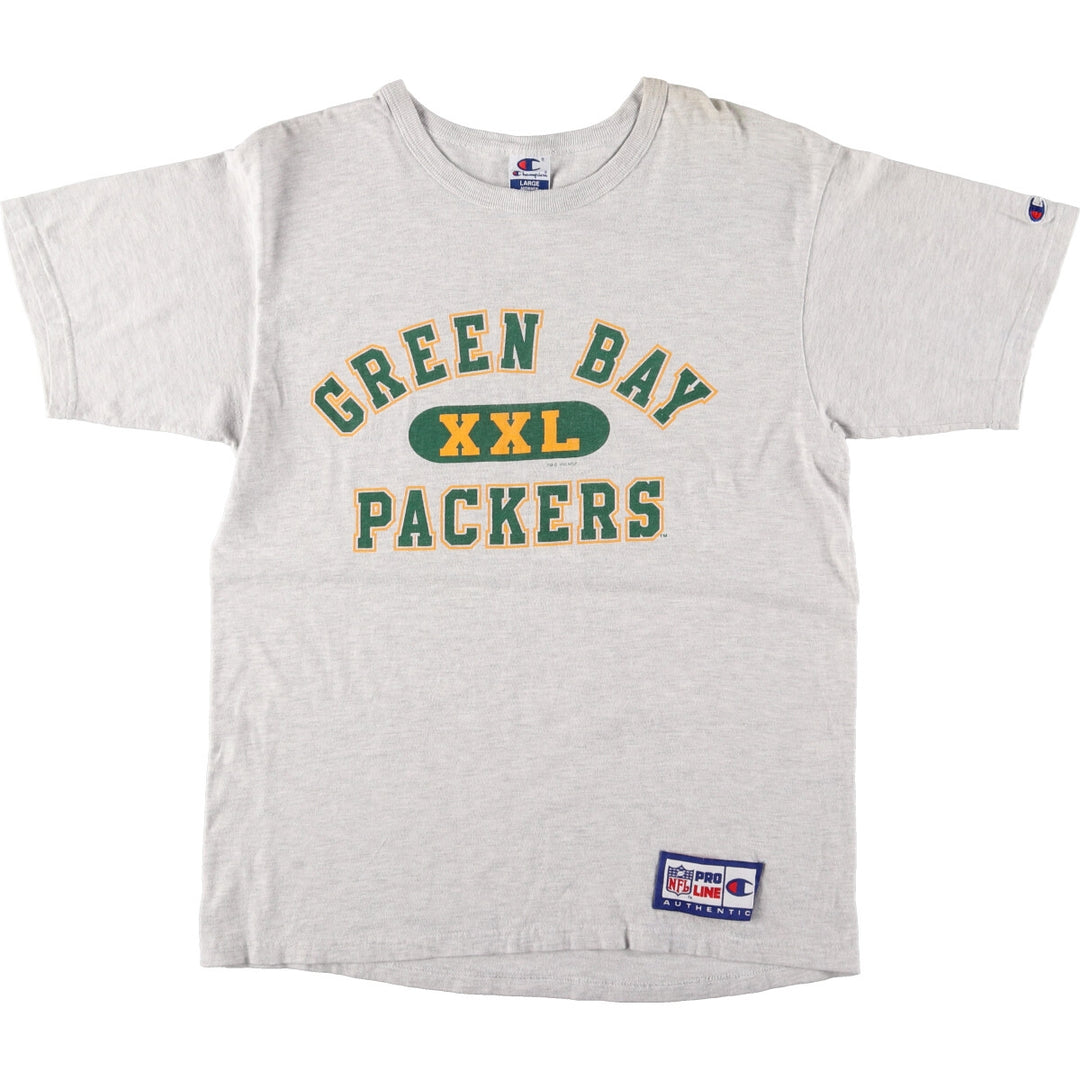 Vintage 90'S Champion NFL Green Bay Packers logo T-shirt, men's size L cotton gray type Vintage Second Hand
