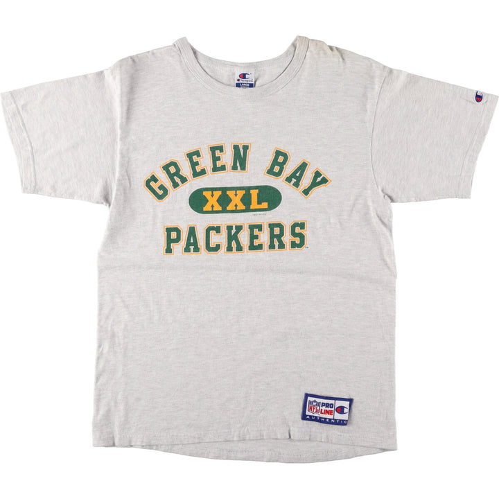 Vintage 90'S Champion NFL Green Bay Packers logo T-shirt, men's size L cotton gray type Vintage Second Hand