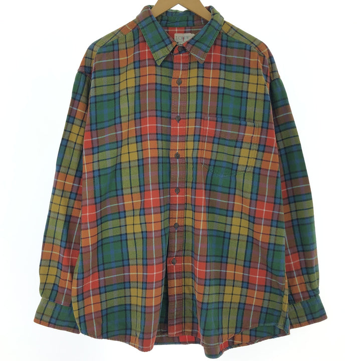 90'S J.Crew Long Sleeve Flannel Check Shirt Men's XL Long Sleeve Vintage /eaa476710