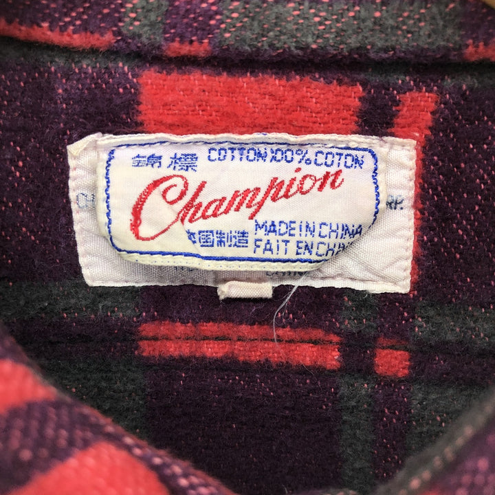 70s~ Champion Long Sleeve Heavy Flannel Check Shirt Men's M Size Vintage / eaa476713