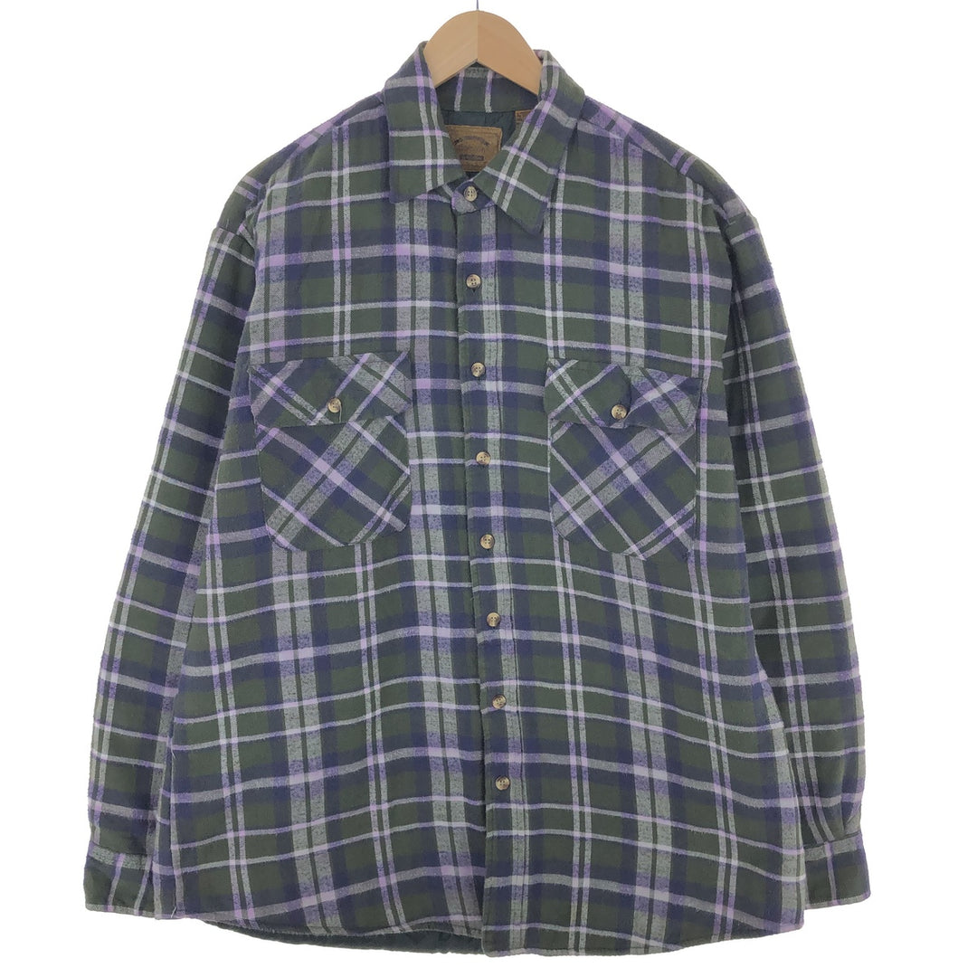 ST. JOHN'S BAY Long Sleeve Heavy Flannel Check Shirt Men's Size L /eaa476719