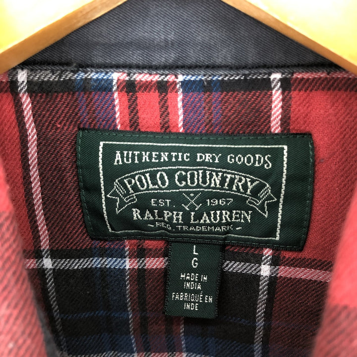 Ralph Lauren Polo Country Buffalo Check Long Sleeve Western Flannel Check Shirt Men's L size / eaa476725