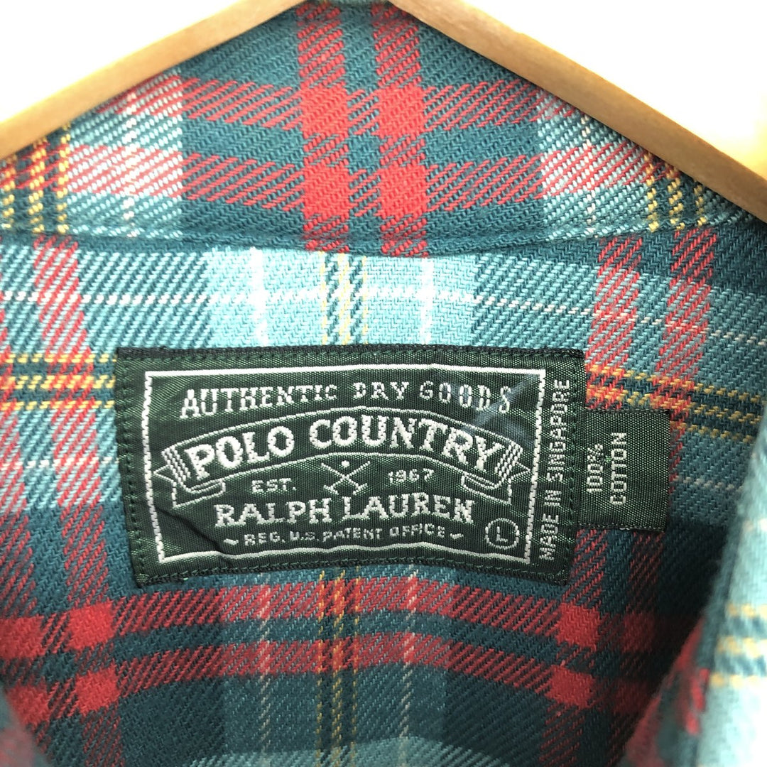 Ralph Lauren POLO COUNTRY Long Sleeve Western Heavy Flannel Check Shirt Men's L / eaa476730