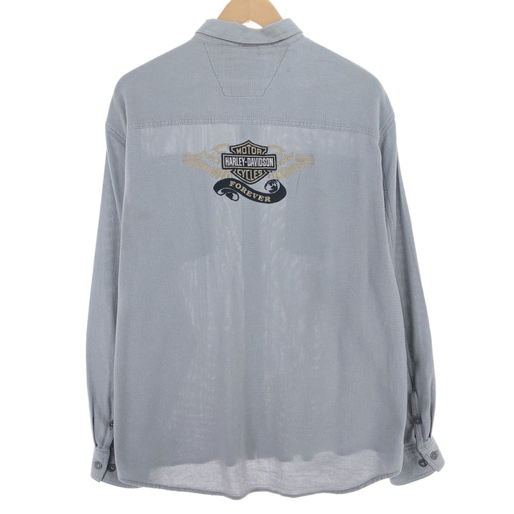 Harley-Davidson Long Sleeve Work Shirt, Men's XL cotton gray type Vintage Second Hand
