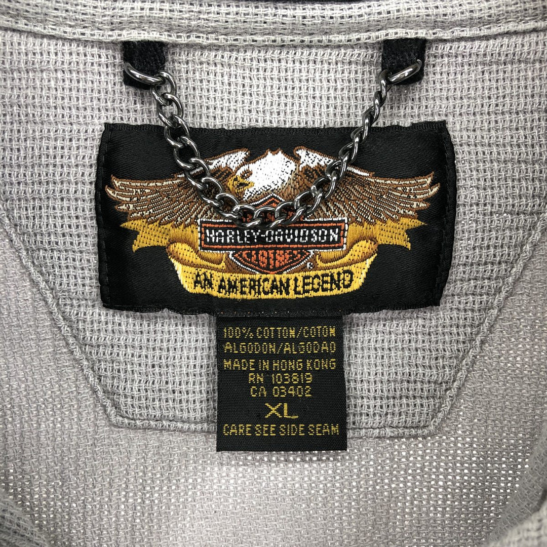 Harley-Davidson Long Sleeve Work Shirt, Men's XL cotton gray type Vintage Second Hand