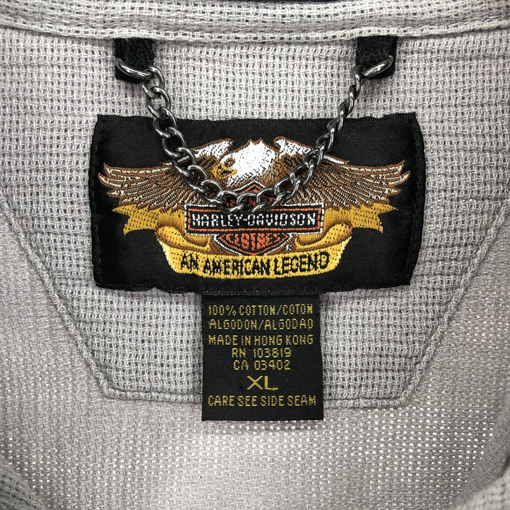 Harley-Davidson Long Sleeve Work Shirt, Men's XL cotton gray type Vintage Second Hand