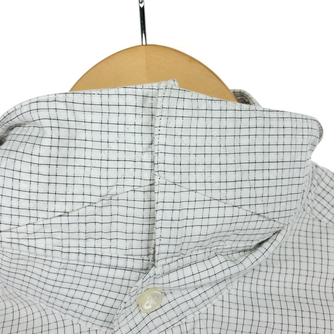 Calvin Klein wide-collar long-sleeved cotton check shirt, men's size L cotton white type Vintage Second Hand