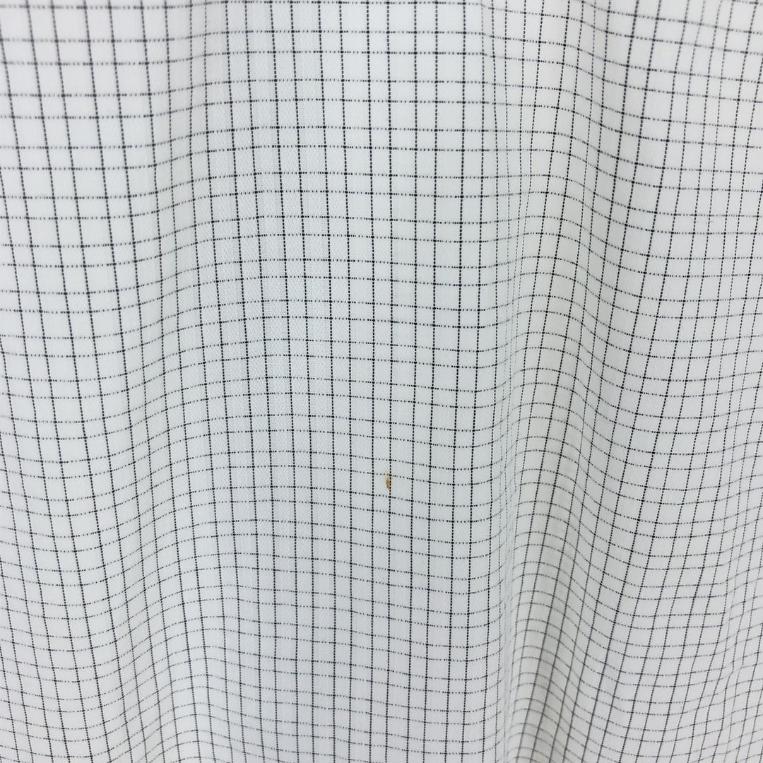 Calvin Klein wide-collar long-sleeved cotton check shirt, men's size L cotton white type Vintage Second Hand