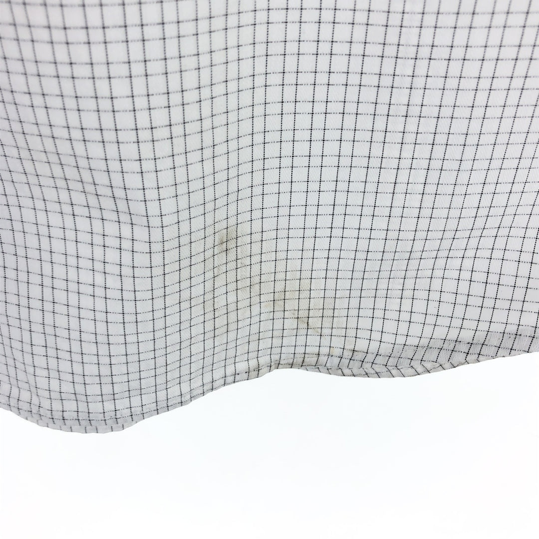 Calvin Klein wide-collar long-sleeved cotton check shirt, men's size L cotton white type Vintage Second Hand