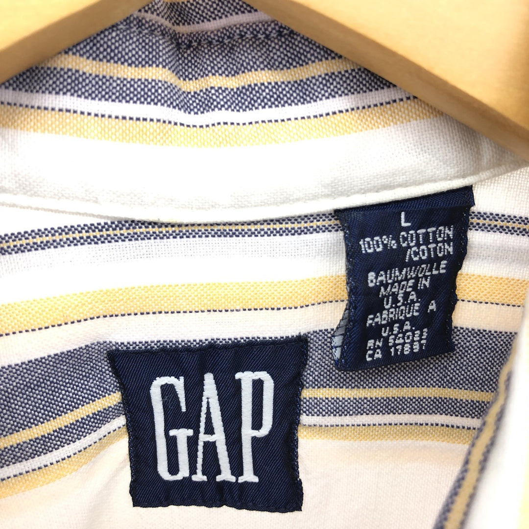 90'S GAP Old Gap Long Sleeve Button Down Striped Shirt Made in USA Men's L Size Vintage /eaa476822