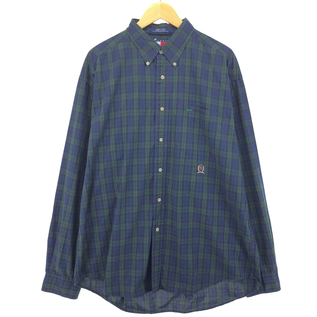 90'S Tommy Hilfiger Blackwatch Check Long Sleeve Button-Down Check Shirt Men's XL /eaa476823