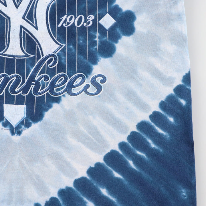 90'S Lee MLB New York Yankees Tie-dye Pattern Logo T-shirt Made in USA Men's L Vintage /eaa477012