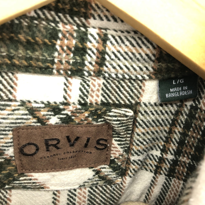 ORVIS Long Sleeve Heavy Flannel Check Shirt Men's Size L /eaa477093