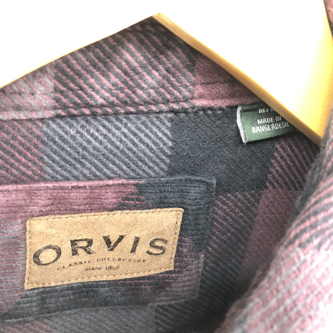 ORVIS Long Sleeve Heavy Flannel Check Shirt Men's M Size /eaa477095