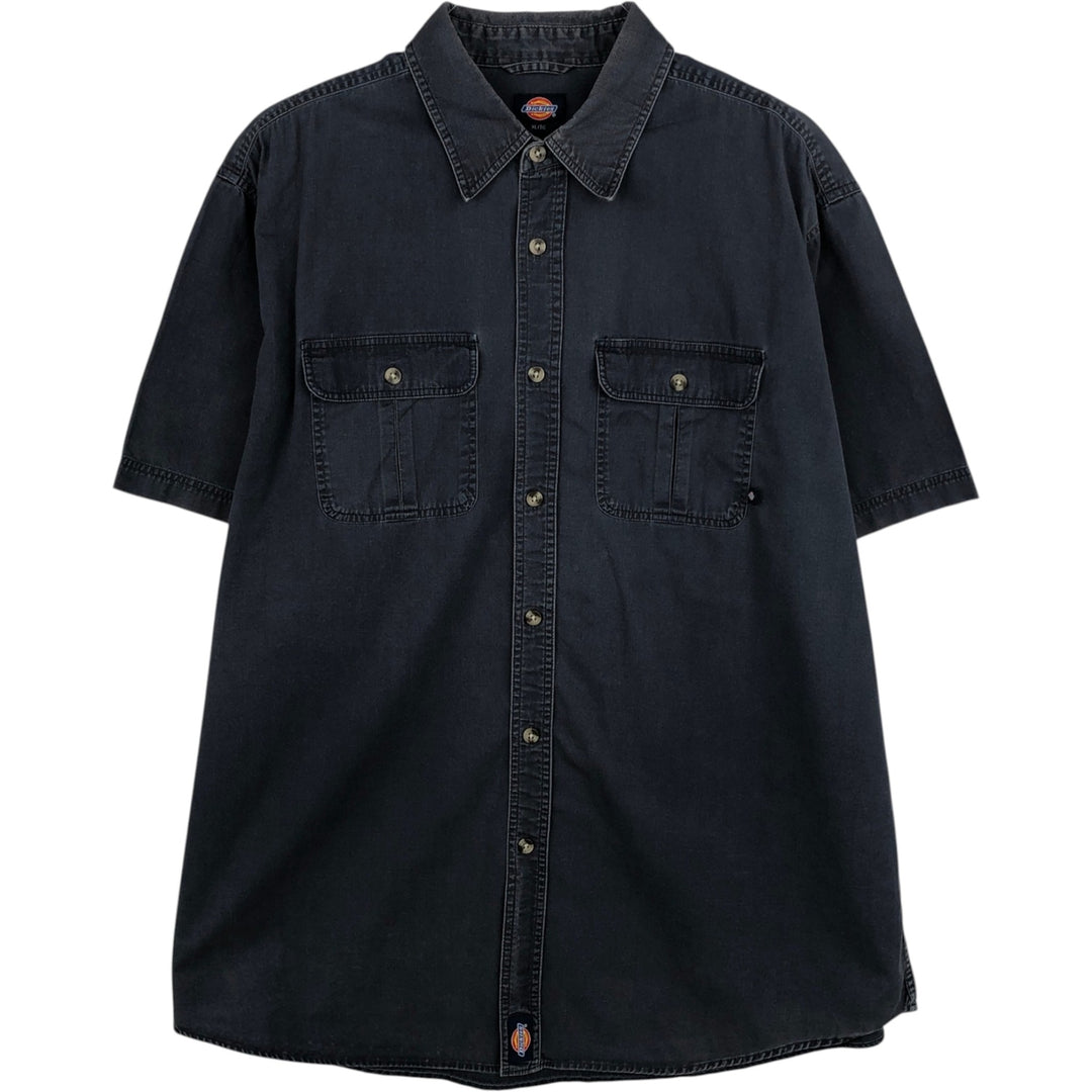 Dickies short-sleeved work shirt, men's size XL. cotton navy blue type Vintage Second Hand