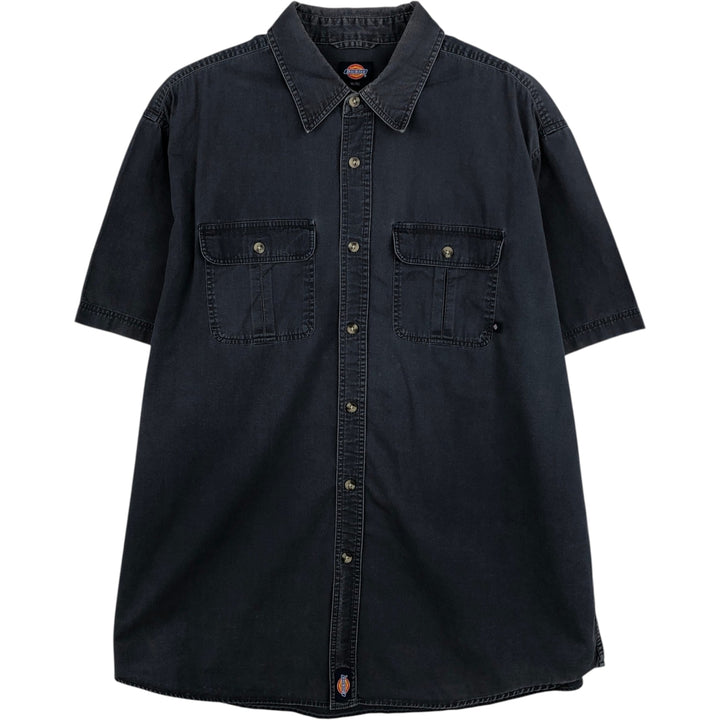 Dickies short-sleeved work shirt, men's size XL. cotton navy blue type Vintage Second Hand