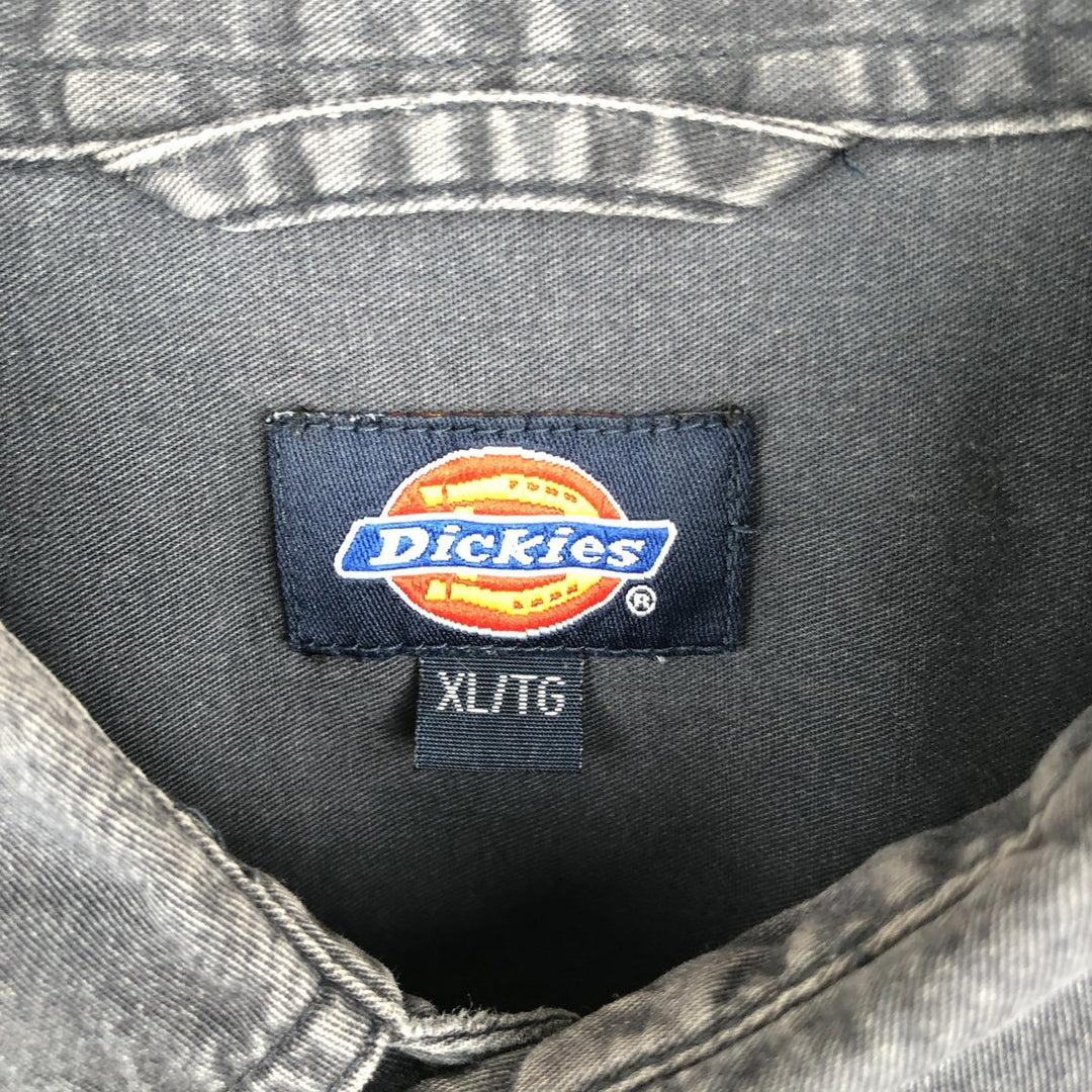 Dickies short-sleeved work shirt, men's size XL. cotton navy blue type Vintage Second Hand