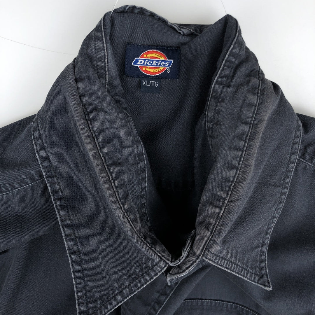 Dickies short-sleeved work shirt, men's size XL. cotton navy blue type Vintage Second Hand