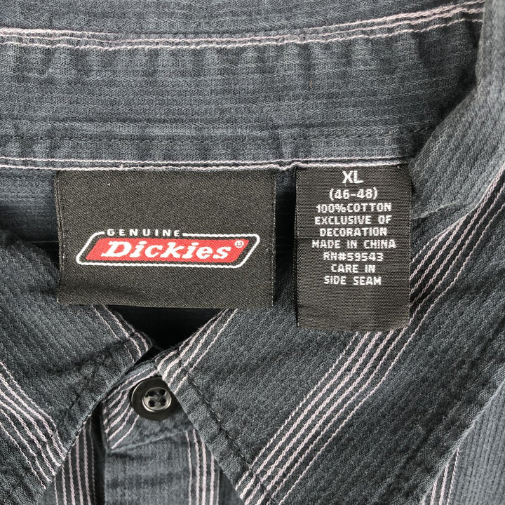Dickies Stripe Pattern Short-Sleeve Work Shirt, Boxy Shirt, Men's Size XL cotton Charcoal Vintage Second Hand
