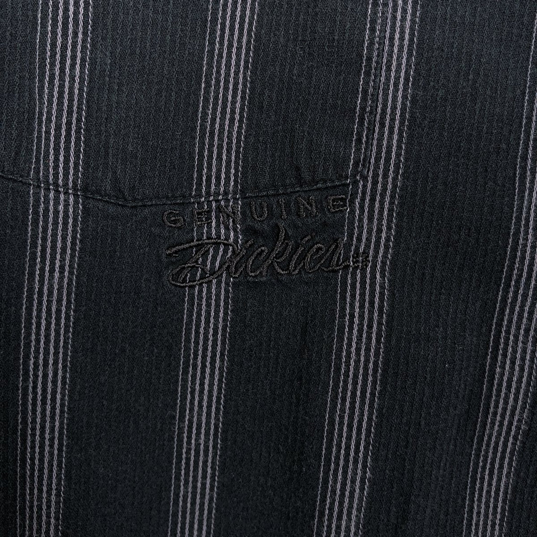 Dickies Stripe Pattern Short-Sleeve Work Shirt, Boxy Shirt, Men's Size XL cotton Charcoal Vintage Second Hand