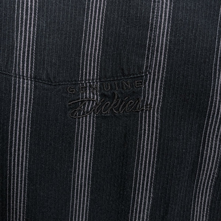 Dickies Stripe Pattern Short-Sleeve Work Shirt, Boxy Shirt, Men's Size XL cotton Charcoal Vintage Second Hand