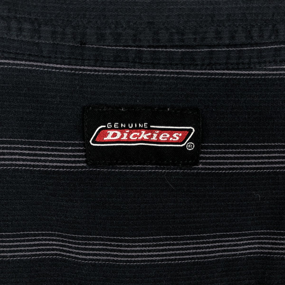 Dickies Stripe Pattern Short-Sleeve Work Shirt, Boxy Shirt, Men's Size XL cotton Charcoal Vintage Second Hand