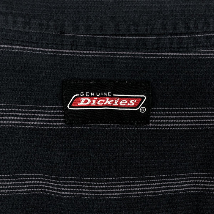 Dickies Stripe Pattern Short-Sleeve Work Shirt, Boxy Shirt, Men's Size XL cotton Charcoal Vintage Second Hand