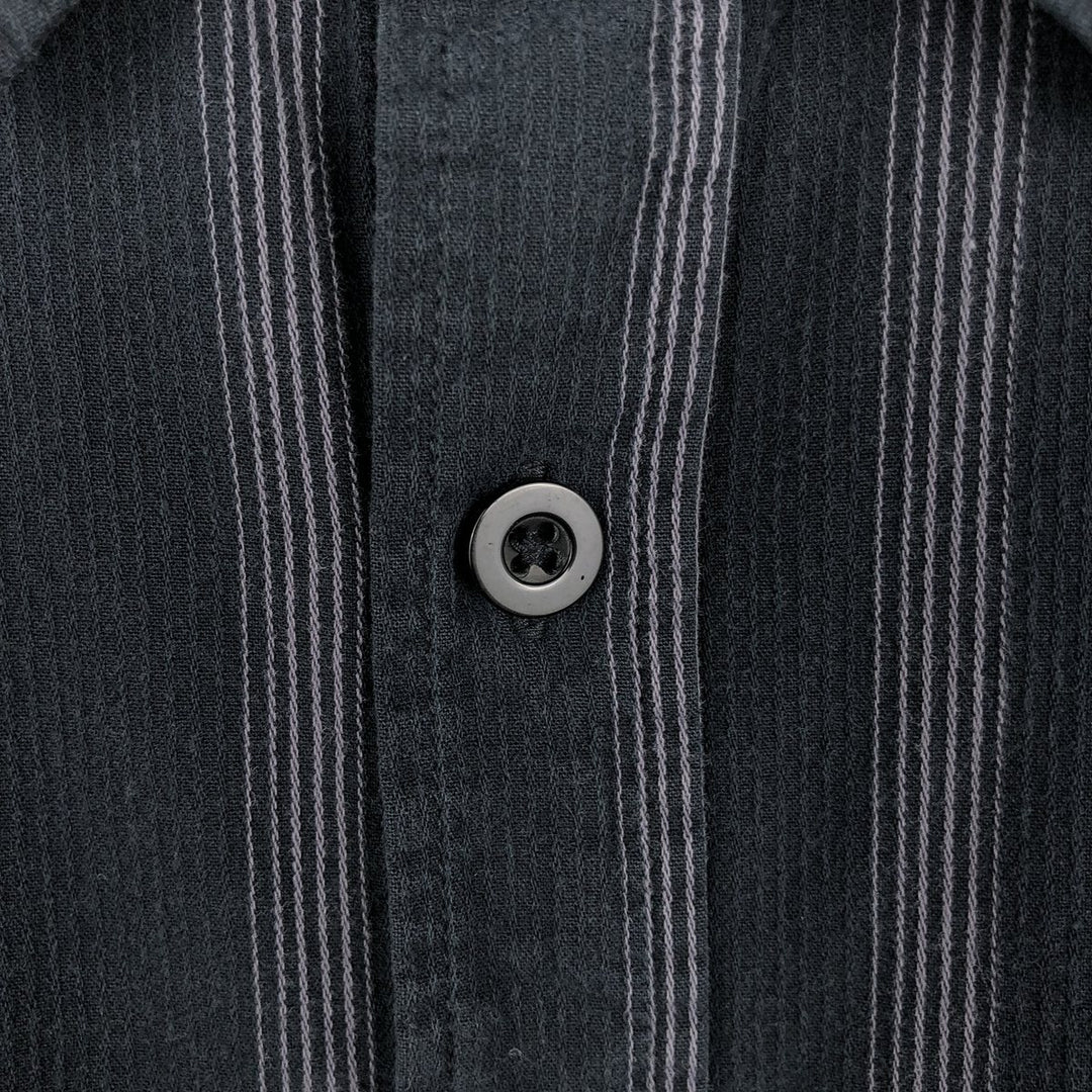 Dickies Stripe Pattern Short-Sleeve Work Shirt, Boxy Shirt, Men's Size XL cotton Charcoal Vintage Second Hand