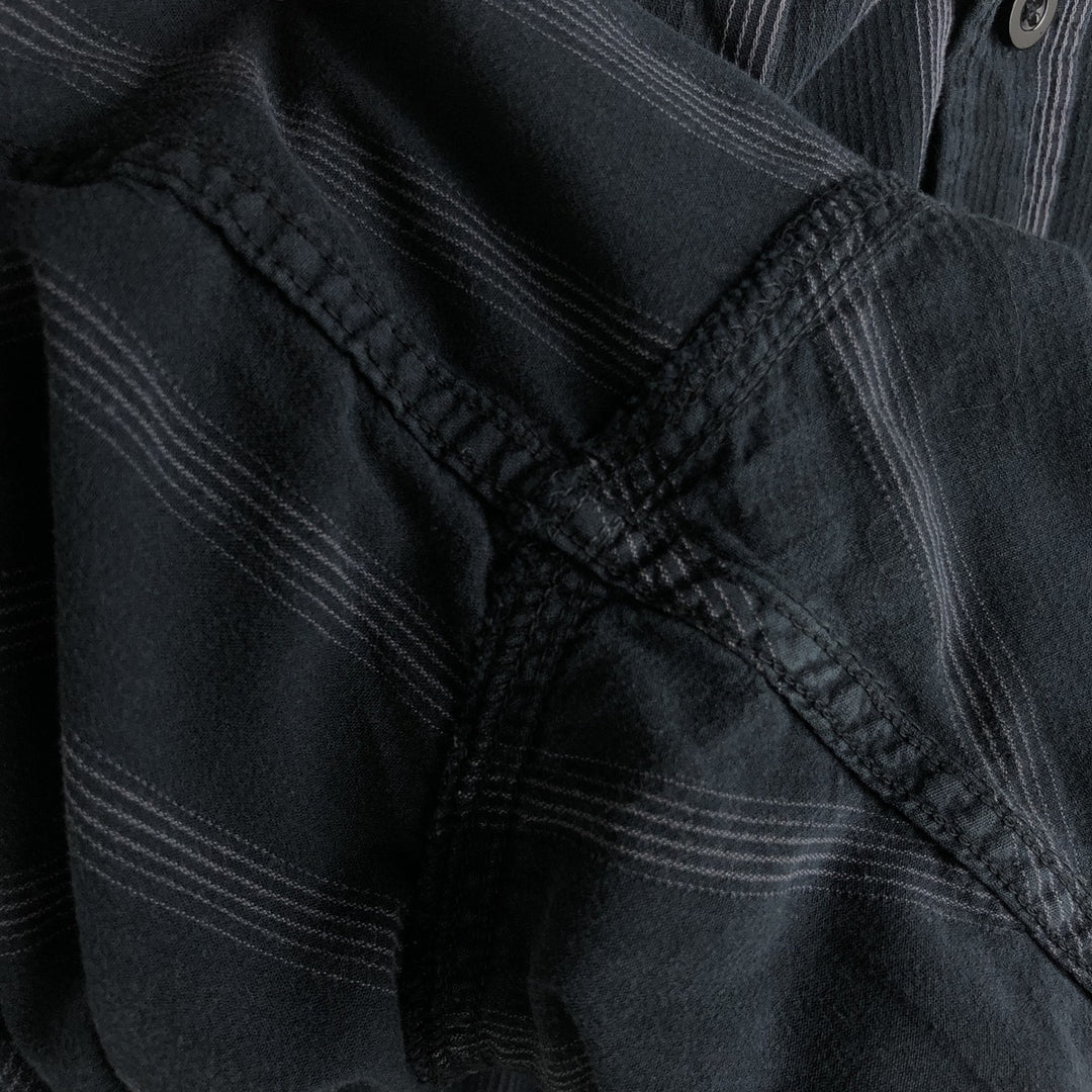 Dickies Stripe Pattern Short-Sleeve Work Shirt, Boxy Shirt, Men's Size XL cotton Charcoal Vintage Second Hand