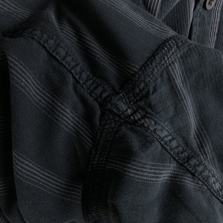 Dickies Stripe Pattern Short-Sleeve Work Shirt, Boxy Shirt, Men's Size XL cotton Charcoal Vintage Second Hand