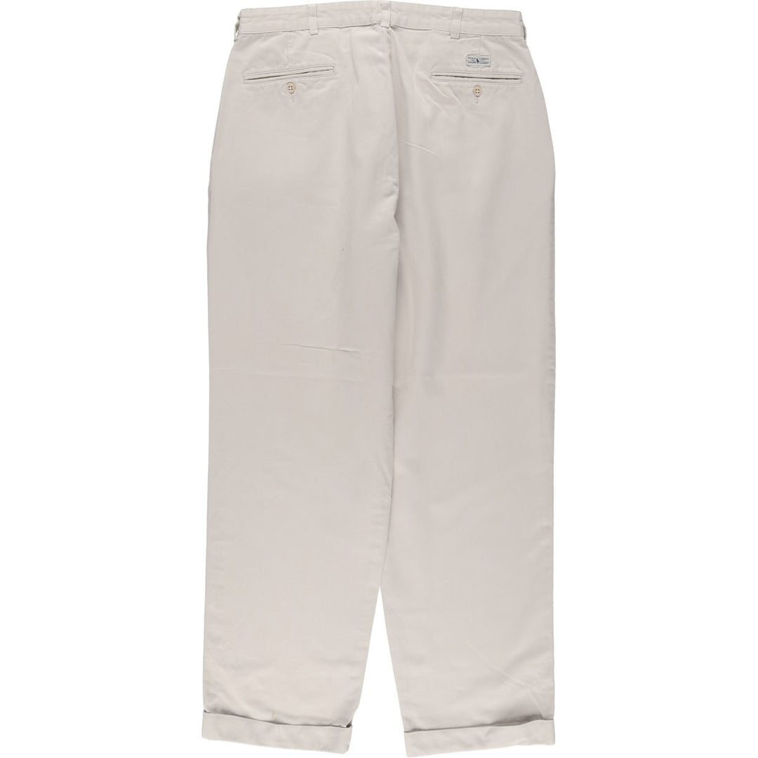 Ralph Lauren Polo Ralph Lauren Two-Pleat Chino Pants, Made in Mexico, Men's Size W34 (approx.) cotton ivory Vintage Second Hand