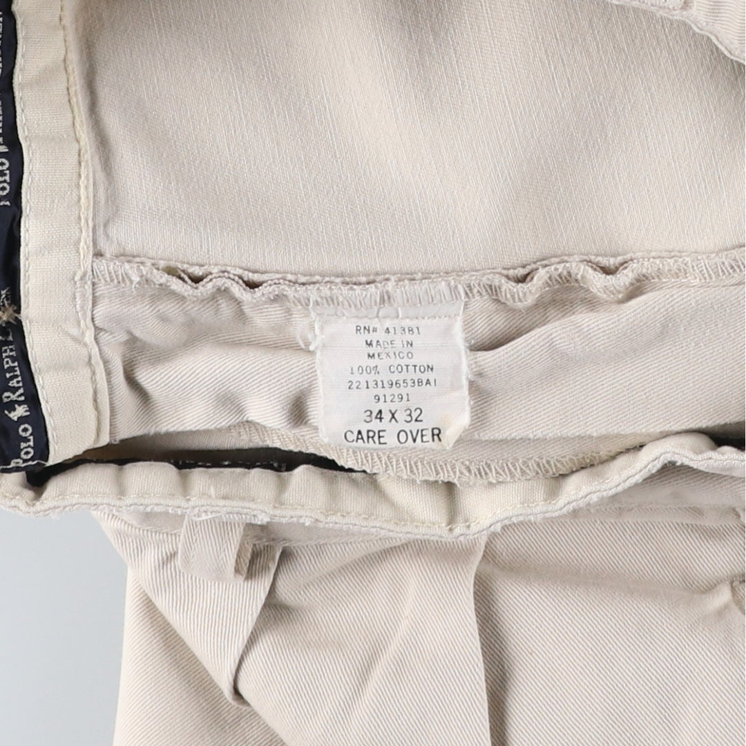 Ralph Lauren Polo Ralph Lauren Two-Pleat Chino Pants, Made in Mexico, Men's Size W34 (approx.) cotton ivory Vintage Second Hand